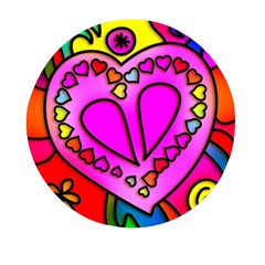 Stained Glass Love Heart Mini Round Pill Box (pack Of 5) by Vaneshart