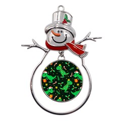 Christmas-funny-pattern Dinosaurs Metal Snowman Ornament by Vaneshart
