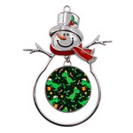 Christmas-funny-pattern Dinosaurs Metal Snowman Ornament Front