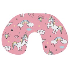 Cute-unicorn-seamless-pattern Travel Neck Pillow by Vaneshart