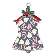 Flowers Pattern Floral Pattern Metal Holly Leaf Bell Ornament by Vaneshop