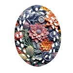 3d Flower Bloom Embossed Pattern Oval Filigree Ornament (Two Sides) Front