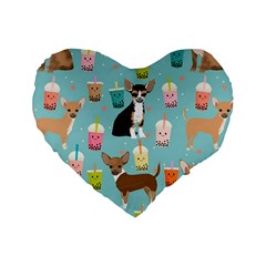 Chihuahua Bubble Kawaii Boba Tea Cute Dog Standard 16  Premium Heart Shape Cushions by Wav3s