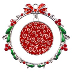 Vector Seamless Pattern Of Hearts With Valentine s Day Metal X mas Wreath Ribbon Ornament by Wav3s