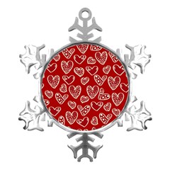 Vector Seamless Pattern Of Hearts With Valentine s Day Metal Small Snowflake Ornament by Wav3s