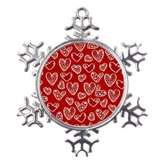 Vector Seamless Pattern Of Hearts With Valentine s Day Metal Large Snowflake Ornament by Wav3s