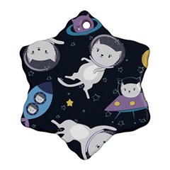 Space Cat Illustration Pattern Astronaut Ornament (snowflake) by Wav3s