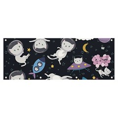 Space Cat Illustration Pattern Astronaut Banner And Sign 8  X 3  by Wav3s