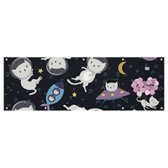 Space Cat Illustration Pattern Astronaut Banner And Sign 12  X 4  by Wav3s