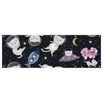 Space Cat Illustration Pattern Astronaut Banner and Sign 12  x 4  Front