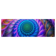 Peacock Feather Fractal Banner And Sign 12  X 4  by Wav3s