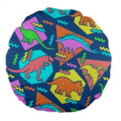 Dinosaur Pattern Large 18  Premium Flano Round Cushions by Wav3s