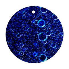 Blue Bubbles Abstract Round Ornament (two Sides) by Vaneshop