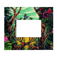 Monkey Tiger Bird Parrot Forest Jungle Style White Wall Photo Frame 5  X 7  by Grandong