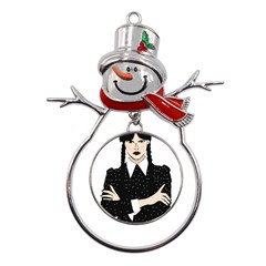 Wednesday Addams Metal Snowman Ornament by Fundigitalart234