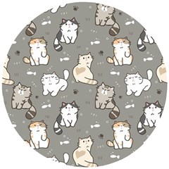 Cute Cat Pattern Cartoon Wooden Puzzle Round by Cowasu