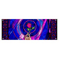 Stained Glass Rose Banner And Sign 8  X 3  by Cowasu
