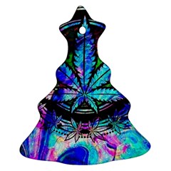 Cannabis Psychedelic Christmas Tree Ornament (two Sides) by Cowasu