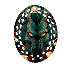 Dragon Art Ornament (oval Filigree) by Cowasu