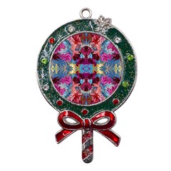 Roses Liquify  Metal X mas Lollipop With Crystal Ornament by kaleidomarblingart