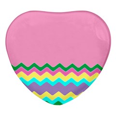 Easter Chevron Pattern Stripes Heart Glass Fridge Magnet (4 Pack) by Amaryn4rt