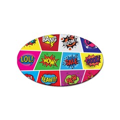 Pop Art Comic Vector Speech Cartoon Bubbles Popart Style With Humor Text Boom Bang Bubbling Expressi Sticker (oval) by Amaryn4rt
