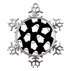 Ghost Halloween Pattern Metal Large Snowflake Ornament by Amaryn4rt