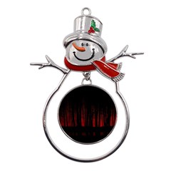 Scary Dark Forest Red And Black Metal Snowman Ornament by Ravend