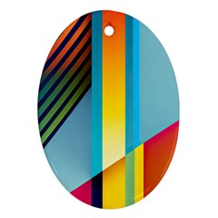 Colorful Rainbow Stripe Pattern Ornament (oval) by Vaneshop
