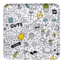 Set-cute-colorful-doodle-hand-drawing Square Glass Fridge Magnet (4 Pack) by uniart180623