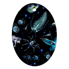 Colorful-abstract-pattern-consisting-glowing-lights-luminescent-images-marine-plankton-dark Oval Ornament (two Sides) by uniart180623