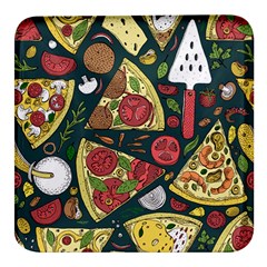 Vector-seamless-pizza-slice-pattern-hand-drawn-pizza-illustration-great-pizzeria-menu-background Square Glass Fridge Magnet (4 Pack) by uniart180623