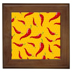 Chili-vegetable-pattern-background Framed Tile by uniart180623
