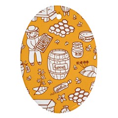 Vector-honey-element-doodle-seamless-pattern-with-beehive-beeke Oval Ornament (two Sides) by uniart180623
