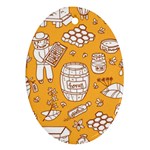 Vector-honey-element-doodle-seamless-pattern-with-beehive-beeke Oval Ornament (Two Sides) Back