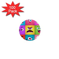 Monsters-emotions-scary-faces-masks-with-mouth-eyes-aliens-monsters-emoticon-set 1  Mini Magnets (100 Pack)  by uniart180623
