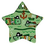 Seamless Pattern Fishes Pirates Cartoon Star Ornament (Two Sides) Front