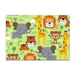 Seamless-pattern-vector-with-animals-wildlife-cartoon Sticker A4 (10 Pack) by uniart180623