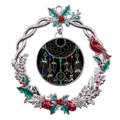 Dreamcatcher Magic Magical Metal X mas Wreath Holly Leaf Ornament by uniart180623