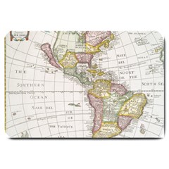 Vintage Map Of The Americas Large Doormat by uniart180623