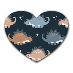 Dino Art Pattern Design Wallpaper Background Heart Mousepad by uniart180623