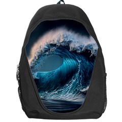 Tsunami Waves Ocean Sea Water Rough Seas Backpack Bag by uniart180623