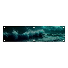 Waves Ocean Sea Tsunami Nautical Blue Sea Art Banner And Sign 4  X 1  by uniart180623