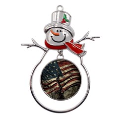 Flag Usa American Flag Metal Snowman Ornament by uniart180623
