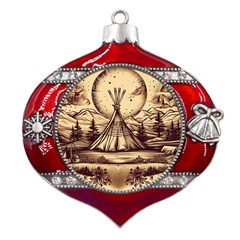 Nation Indian Native Indigenous Metal Snowflake And Bell Red Ornament by Ravend