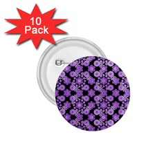 Bitesize Flowers Pearls And Donuts Lilac Black 1 75  Buttons (10 Pack) by Mazipoodles