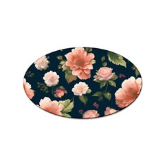 Wallpaper-with-floral-pattern-green-leaf Sticker Oval (10 Pack) by designsbymallika
