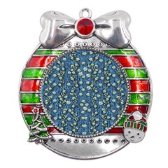 Lotus Bloom In The Calm Sea Of Beautiful Waterlilies Metal X mas Ribbon With Red Crystal Round Ornament by pepitasart