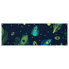 Blue Background Pattern Feather Peacock Banner And Sign 12  X 4  by uniart180623