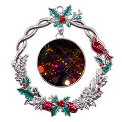 Abstract Light Star Design Laser Light Emitting Diode Metal X mas Wreath Holly Leaf Ornament by uniart180623